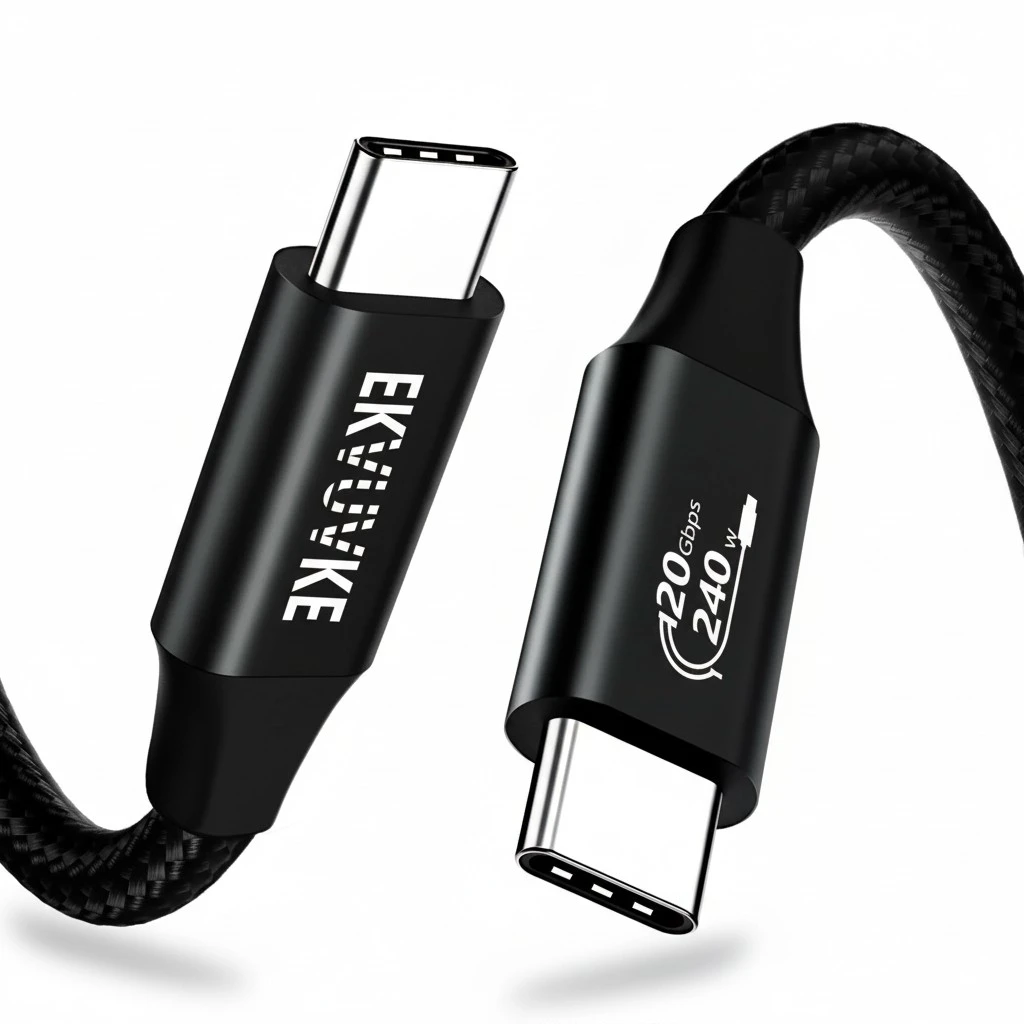 USB C Monitor Display Cable 1.6FT 240W 4K@60Hz 20Gbps Data Transfer and Fast Charge, USB C 3.2 Gen 2x2 USBC to USBC Video Cable for iPhone 16/15 Plus Pro Max, MacBook, iPad