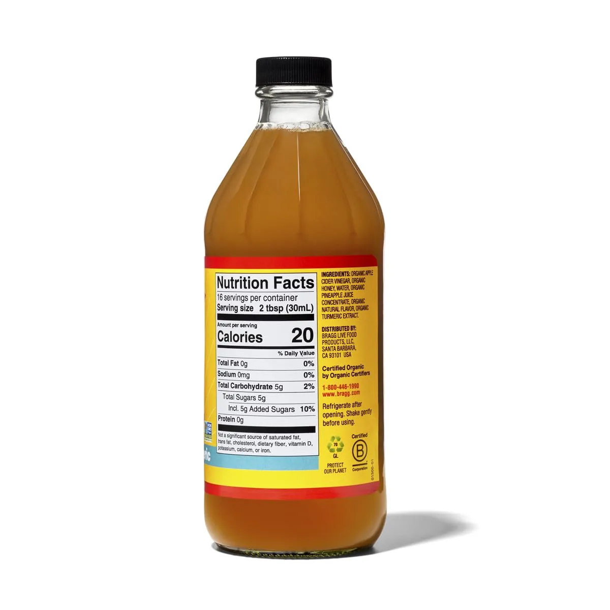 Bragg Organic Pineapple Turmeric Apple Cider Vinegar Blend with the 'Mother' - 16 fl oz - Raw and Unfiltered