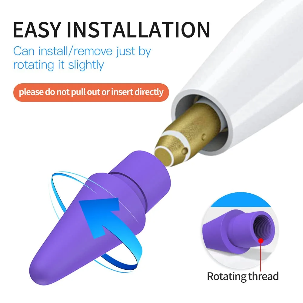 AWINNER Pen Tip Compatible with Apple Pencil Tips 1st & 2nd Generation Color Nib (Red/Yellow/Purple/Pink/Cyan)