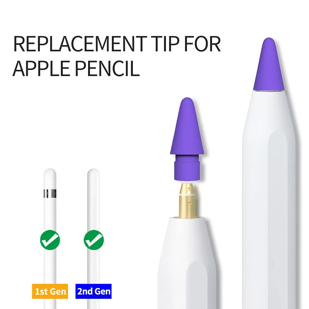 AWINNER Pen Tip Compatible with Apple Pencil Tips 1st & 2nd Generation Color Nib (Red/Yellow/Purple/Pink/Cyan)