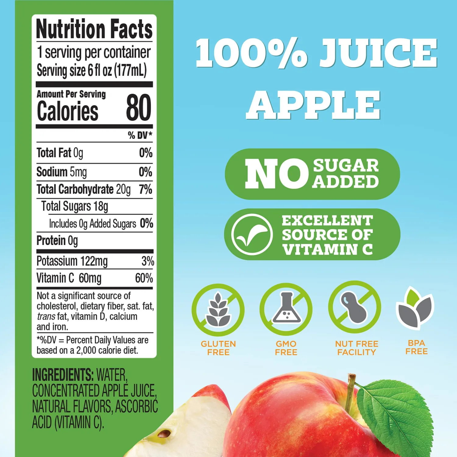 good2grow Apple Juice - 100% Juice Drinks for Kids, Fruit Juice No Sugar Added, 6 Fl Oz Juice Bottles with Spill-Proof Bluey Character Tops (3 Pack)