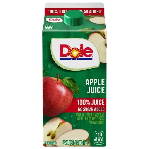 Dole 100% Fruit Juice, Apple, 52 Fl Oz Carton - No Sugar Added