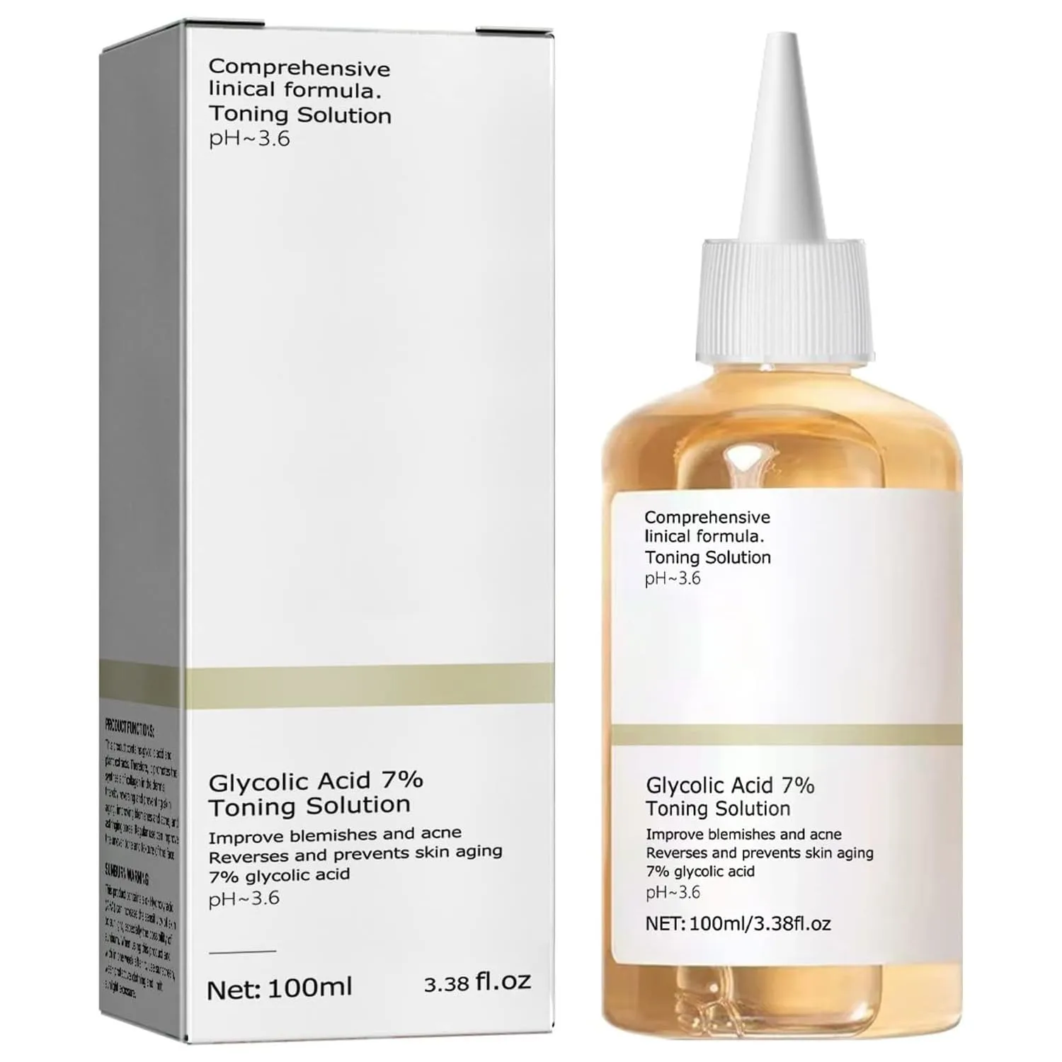 Glycolic Acid Toning Solution, Glycolic Acid 7% Toner, Glycolic Sour 7% Toning, KeepThe Skin Moist, Exfoliating Serum for Face, Facial Exfoliation Astringe Pores (100ML/3.38 Fl Oz)