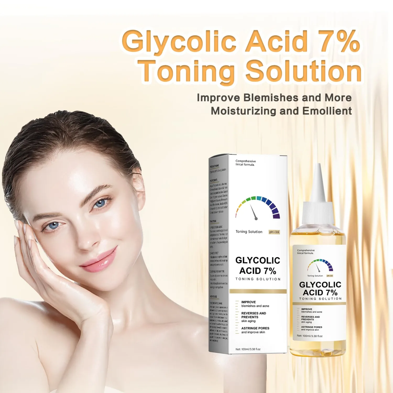 2PCS Glycoli Aacid 7% Toning Solution,Restores Skin Vitality and Refreshing, Moisturizes The Face, Suitable for Daily Use(100ML*2 * 3.38fl.oz)