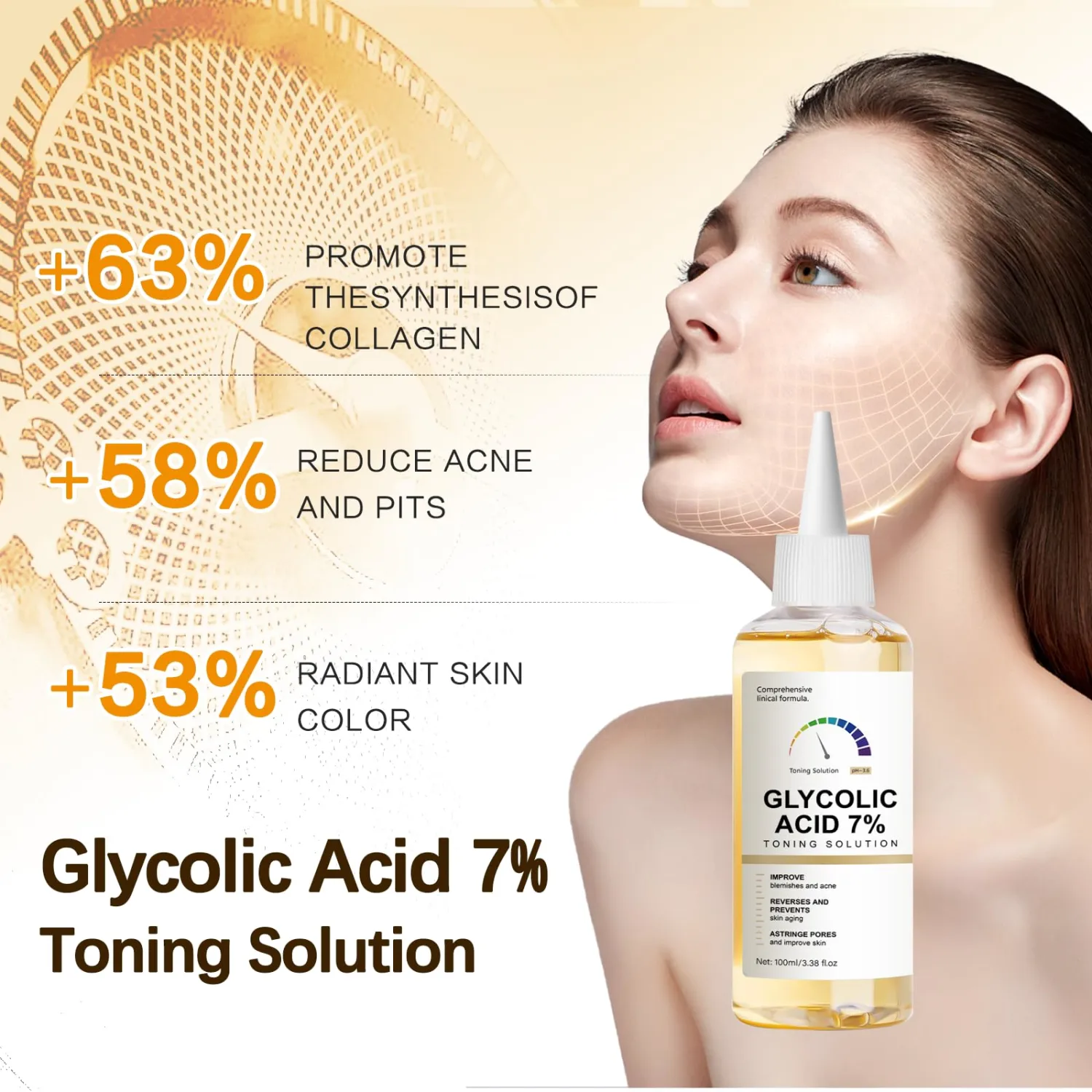 2PCS Glycoli Aacid 7% Toning Solution,Restores Skin Vitality and Refreshing, Moisturizes The Face, Suitable for Daily Use(100ML*2 * 3.38fl.oz)