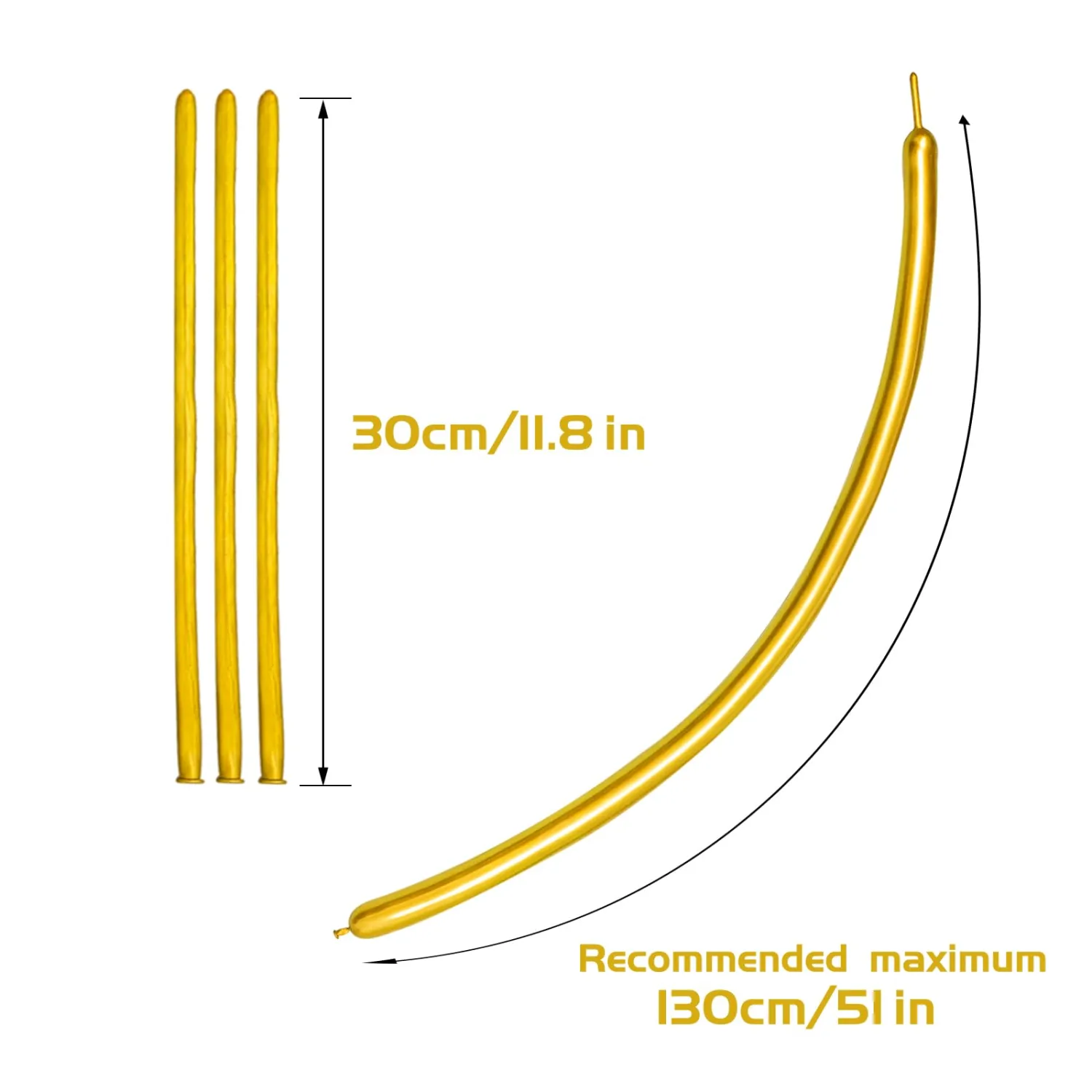 KAWKALSH 260 Metallic Gold Long Balloons for Balloon Garland Thickening Skinny Latex Twisting Animals Modeling Christmas Birthday Wedding Party Festival Decorations 100pcs
