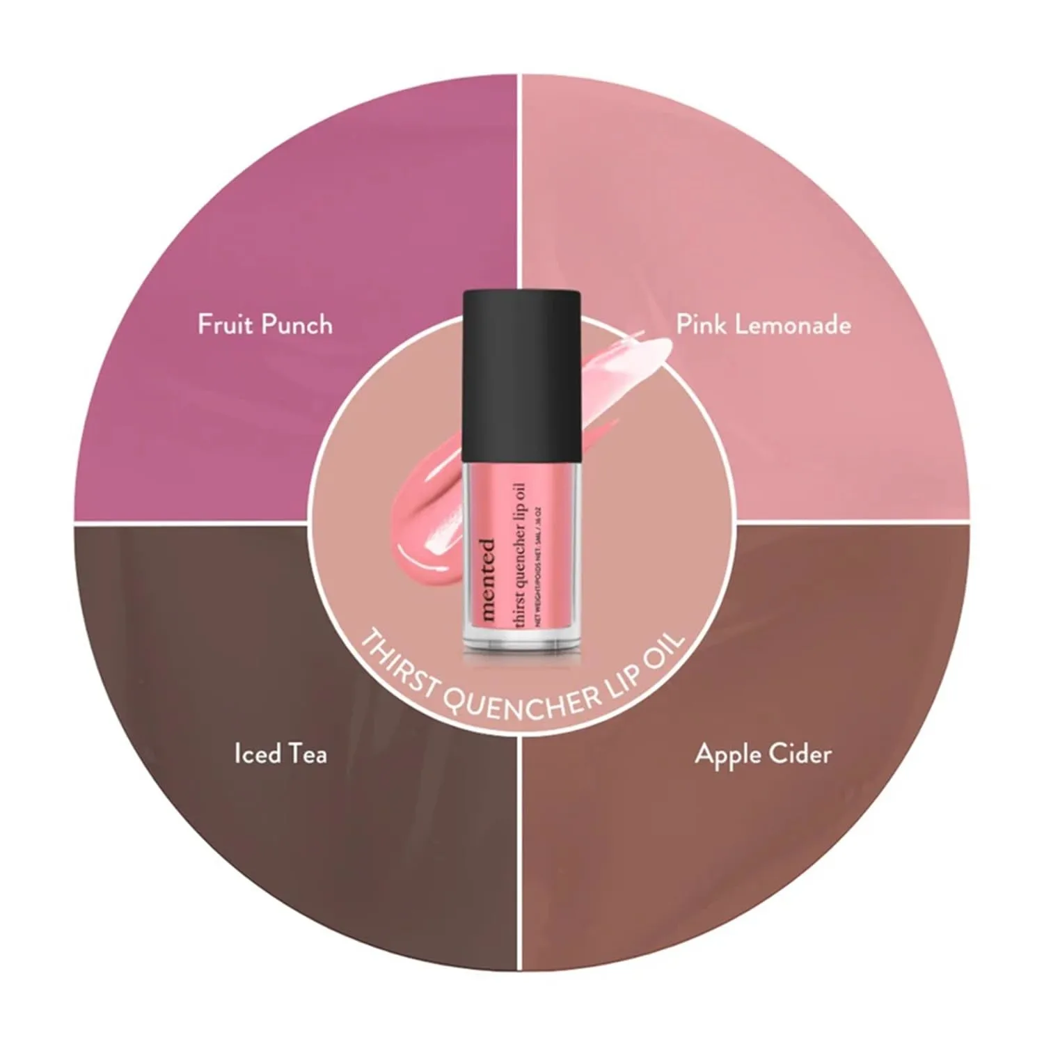 Mented Thirst Quencher Lip Oil, Hydrating Gloss with Jojoba, Avocado, Sunflower Seed Oils, Lightweight Tint for Women, Non-Sticky Finish, Moisturizing Makeup Alternative, 0.16oz, Fruit Punch