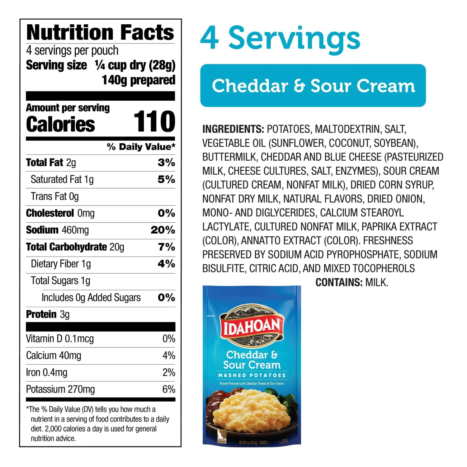 IDAHOAN REGULAR MASHED INSTANT POTATO MIX FLAKES 4 OZ