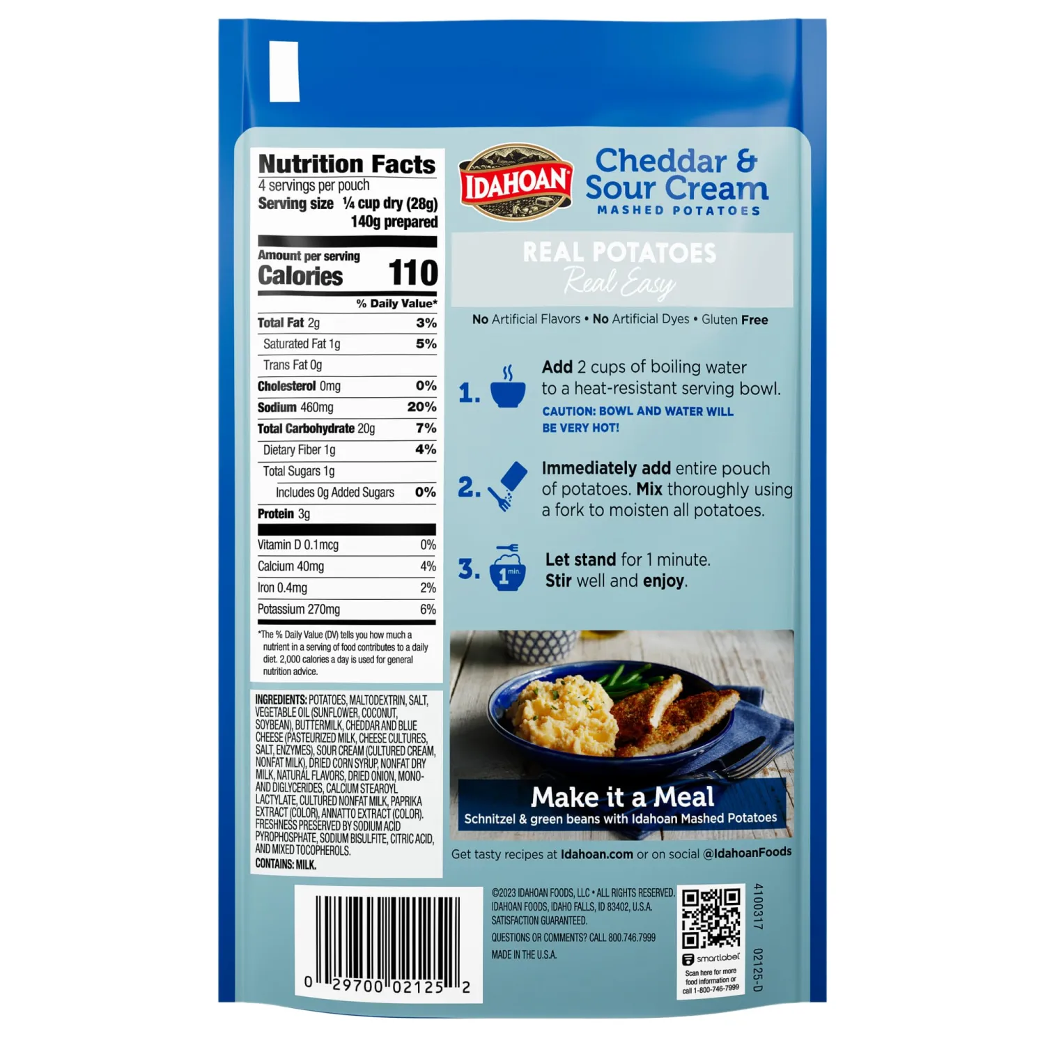 IDAHOAN REGULAR MASHED INSTANT POTATO MIX FLAKES 4 OZ