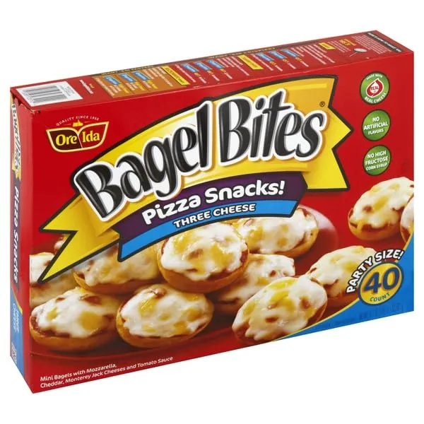 Bagel Bites, Pizza Snacks Three Cheese Party Size, 31.1 Ounce