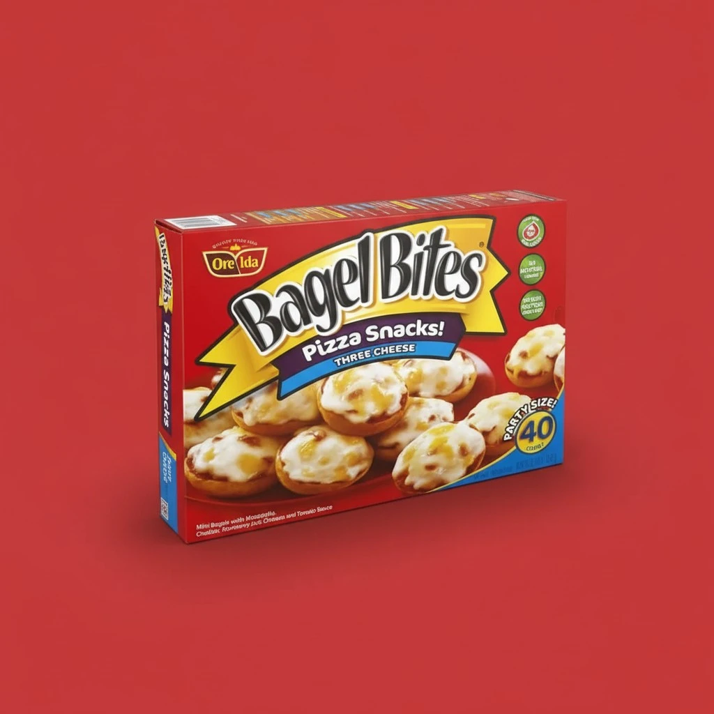 Bagel Bites, Pizza Snacks Three Cheese Party Size, 31.1 Ounce