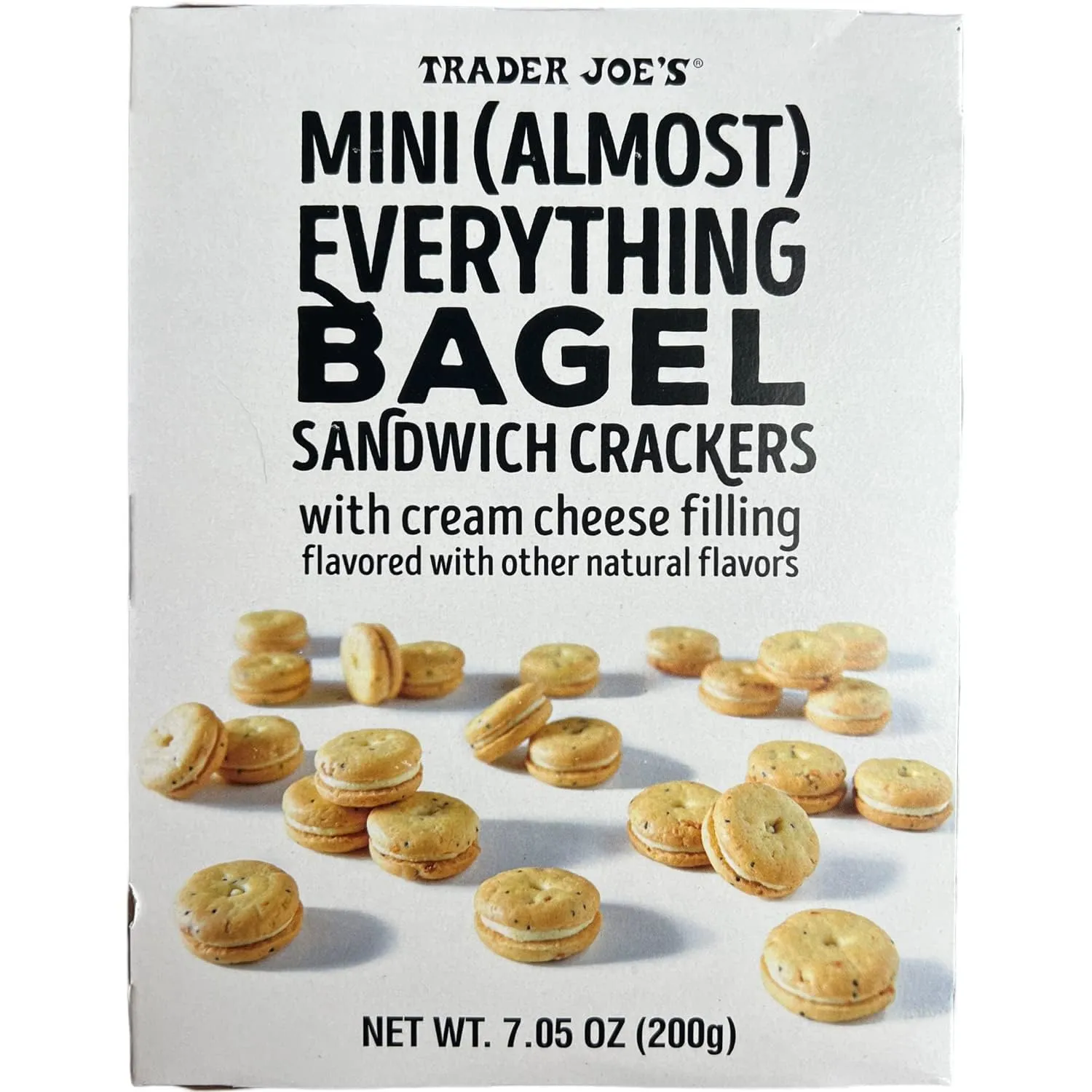 Trader Joe's Mini Almost Everything Bagel Sandwich Crackers Cream Cheese Filling, 7.05 oz