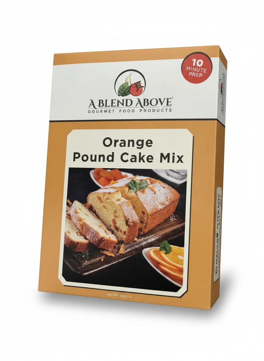 A Blend Above Orange Pound Cake Mix, Easy to Bake, 10 Minute Prep, 10 Servings, Delicious Orange Drissle, Moist and Rich Pound Cake, 0 Grams of Fat