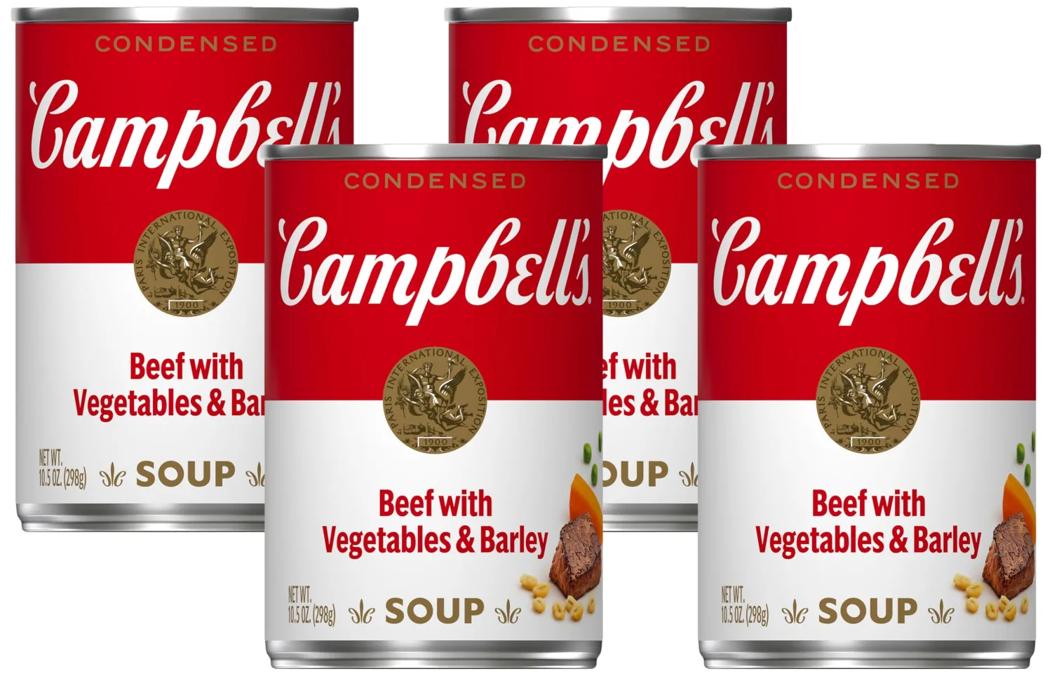 Campbell's Condensed Beef with Vegetables & Barley Soup, 10.5 Ounce Can (Pack of 4)