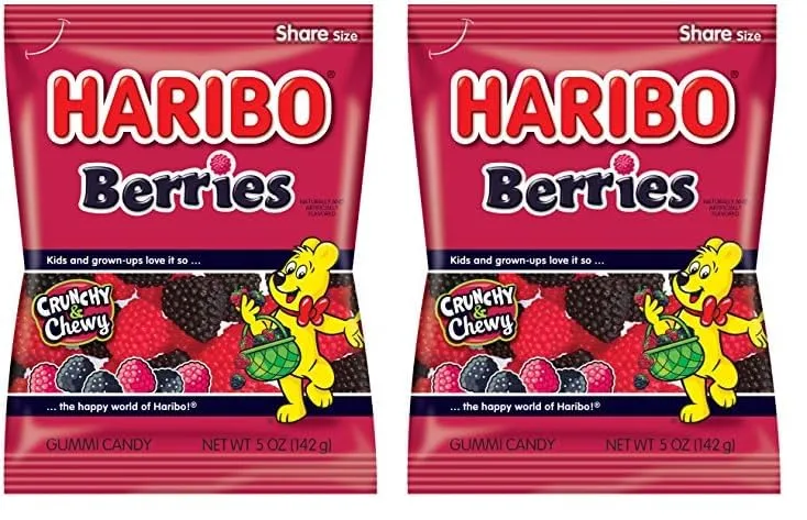 HARIBO Gummi Candy, Berries, 5 oz. Bag (Pack of 2)