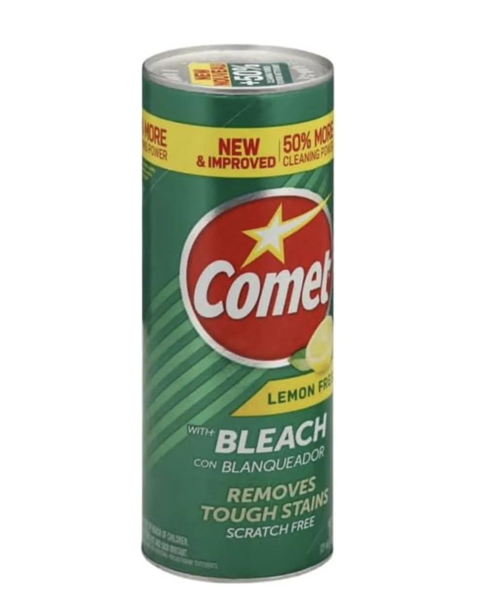 Comet Cleaner Lemon Fresh with Bleach Powder 21 oz, 4-Pack – Scratch-Free Multi-Surface Cleaner for Bathroom, Sink, Kitchen, Tile, Grout + Yahmi Microfiber Cloth – Tough Stain Remover