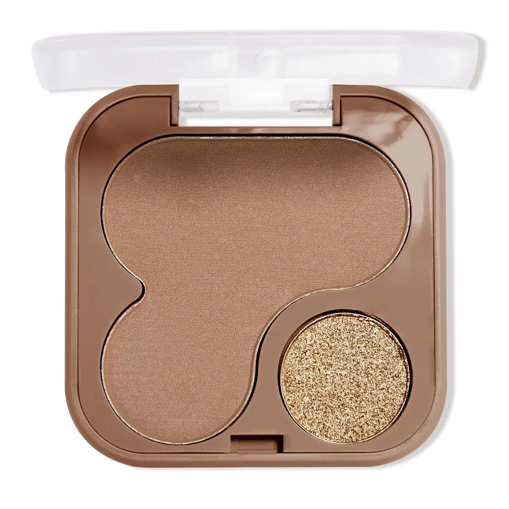 Shimmer Matte Eyeshadow Palette for Women, Brown Powder Gold Cream for Shadow Blush, Buildable Ultra Sculpt Brightening Contour, Highlight Bronzer