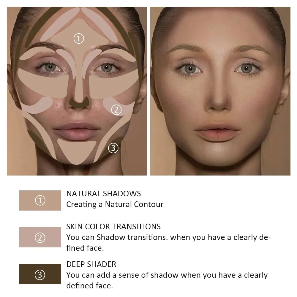 Matte Shimmer Highlight Bronzer Powder Palette with Mirror for Face Cheek Contour Brightening,Buildable Coverage Natural Makeup,Ultra Sculpt Nose Shadow (Matte gray brown dark with mirror)