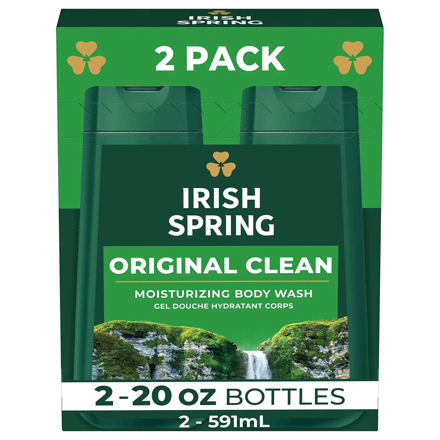 Irish Spring Original Clean Body Wash, 20 Oz, 2 Pack & Moisture Blast Body Wash, 30 Oz Pump