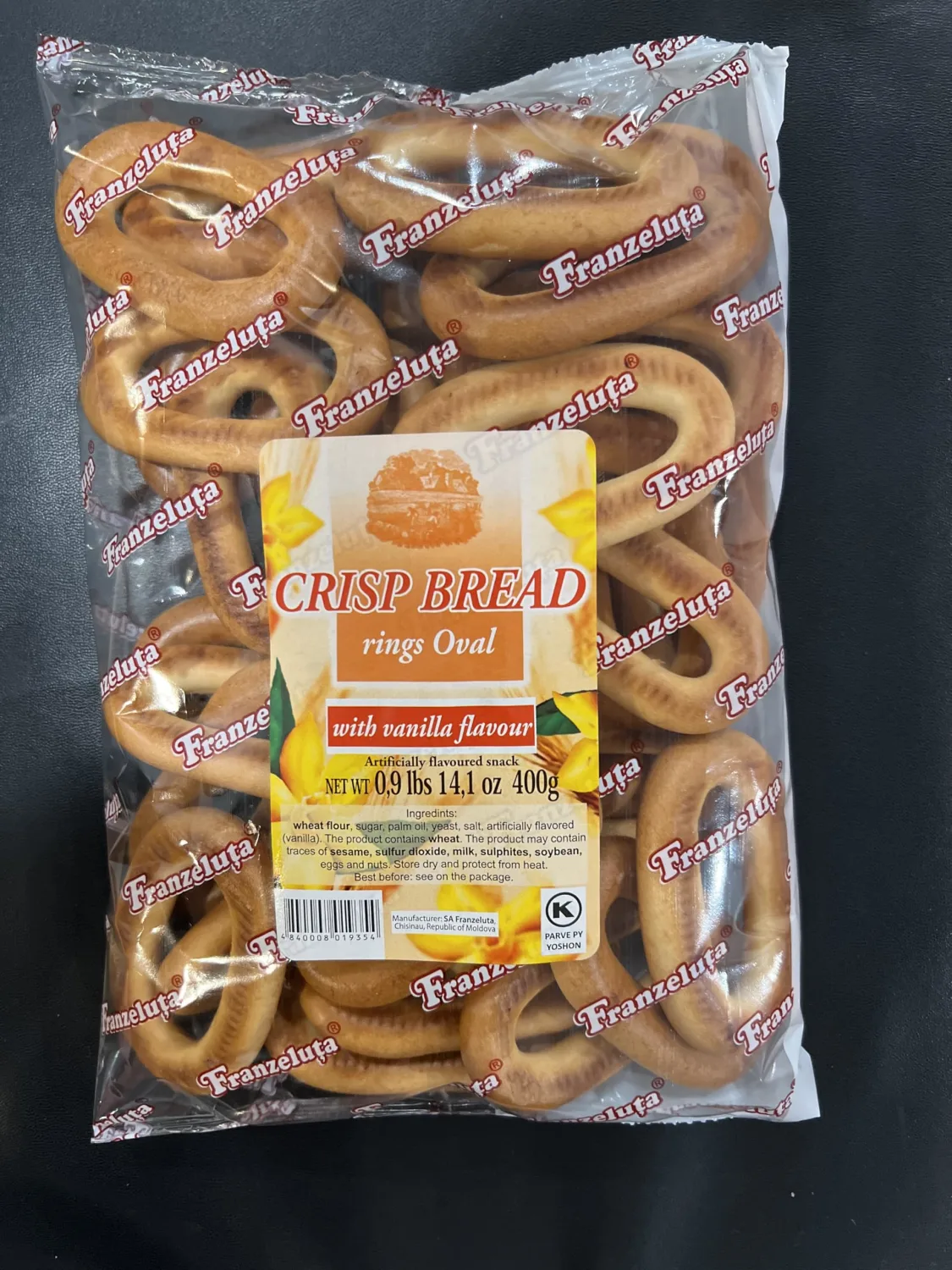 Traditional Oval Crisp Bread Rings with Vanilla Flavor, Russian Sushka, 14.1 Oz
