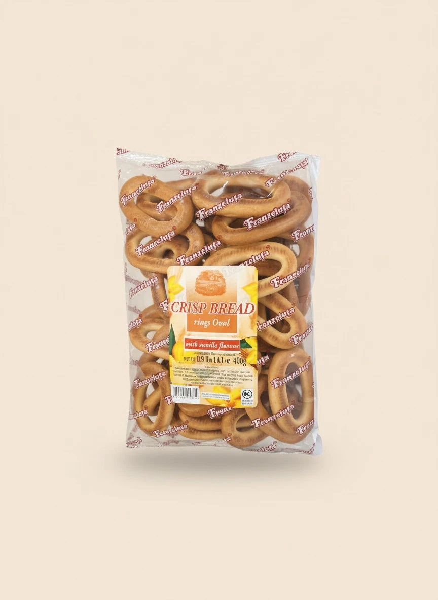 Traditional Oval Crisp Bread Rings with Vanilla Flavor, Russian Sushka, 14.1 Oz