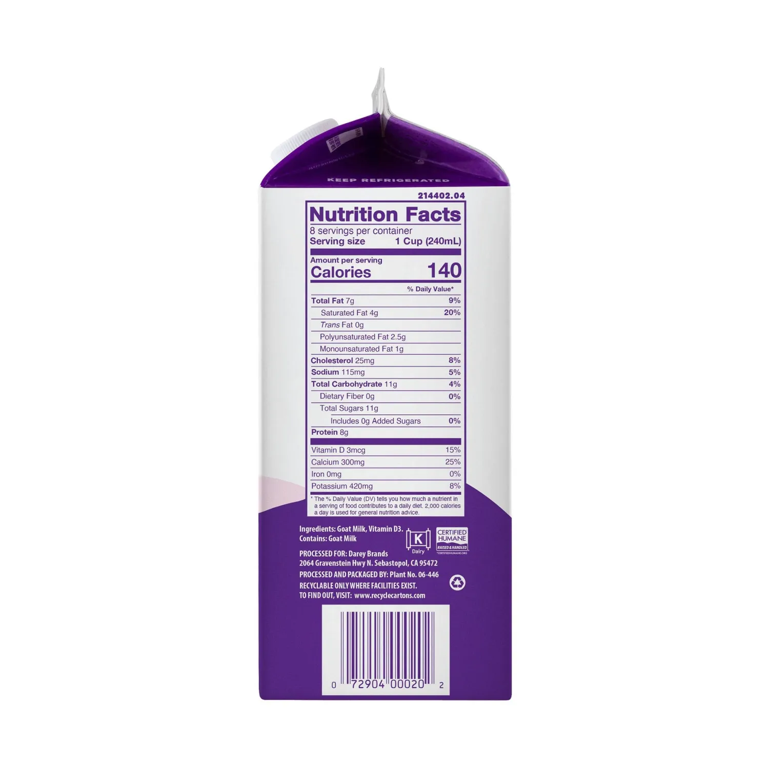 Meyenberg Goats Milk, Ultra Pasteurized, 64 oz