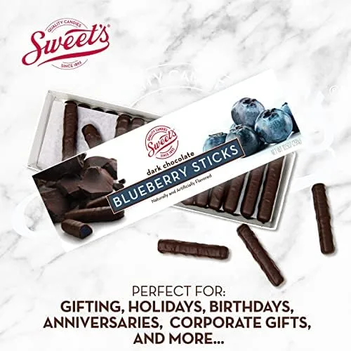 Sweet Candy Company Dark Chocolate Fruit Flavored Sticks - Gourmet Chocolate Covered Sticks, Orange and Blueberry, Gift Idea for Holidays, Gluten Free, Kosher - 10.5 oz Box (Pack of 2)
