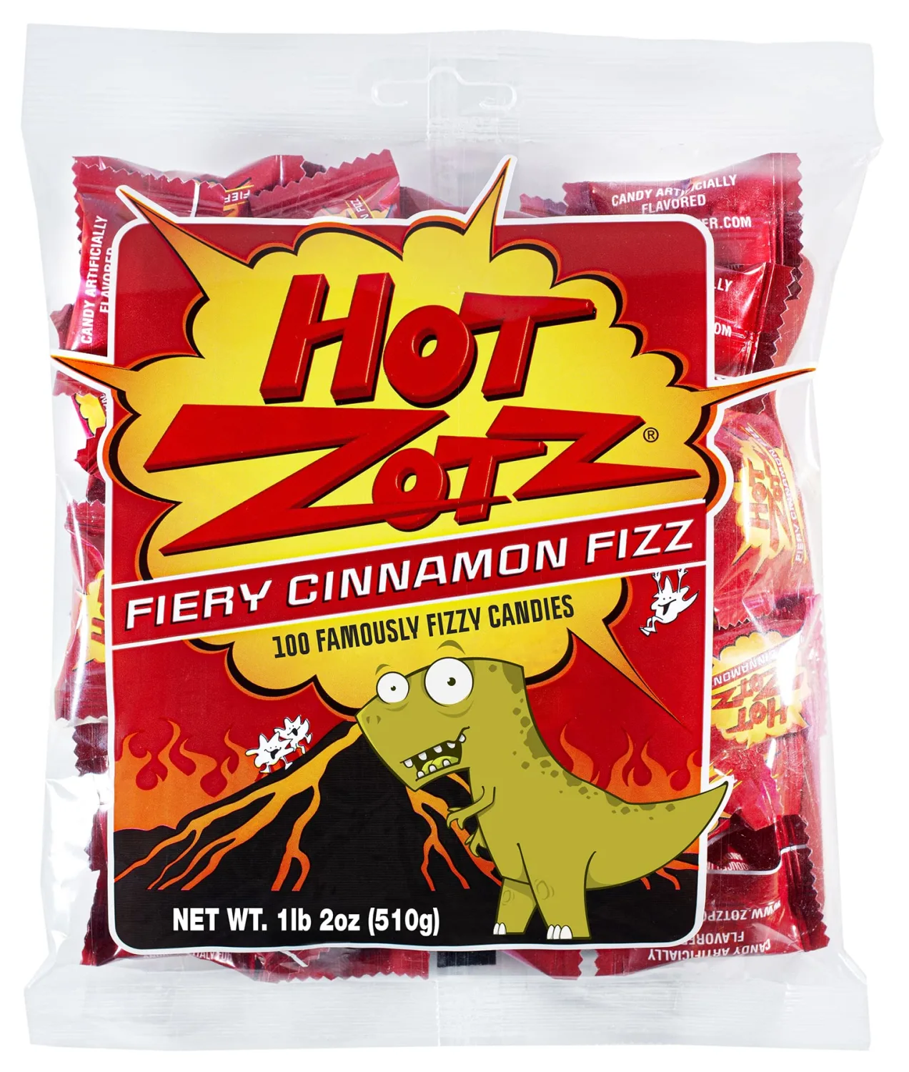 Zotz Fizzy Old Fashioned Hard Candy - Fiery Cinnamon Flavored Candy, Individually Wrapped - Filled Hard Candy - Gluten -Free, From Italy Since 1970 (Bag 100 Units)