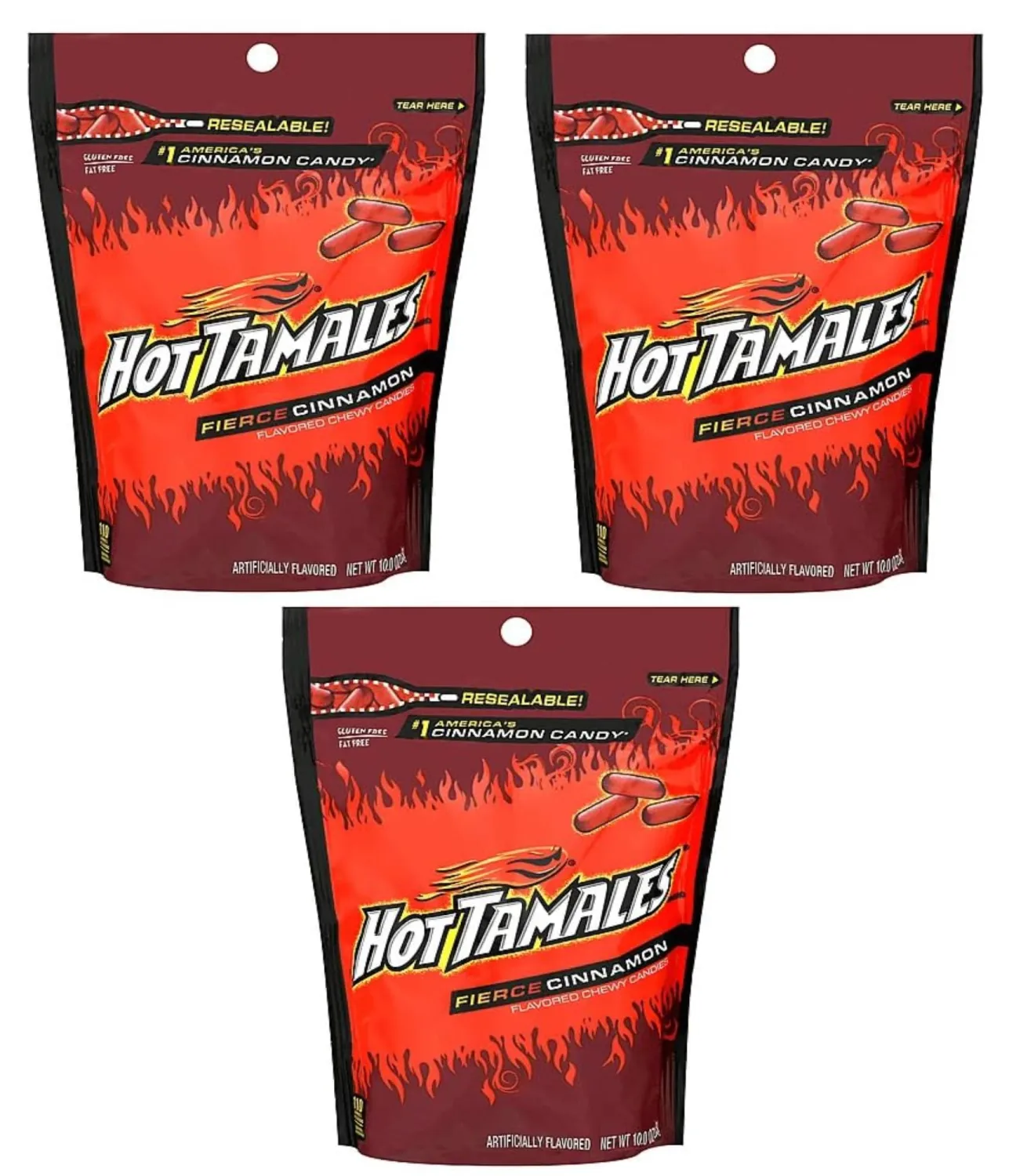 Hot Tamales - Pack of 3-10 oz Bags - Delicious Cinnamon Candy That Generations Have Loved - Great for Sharing with Friends and Family
