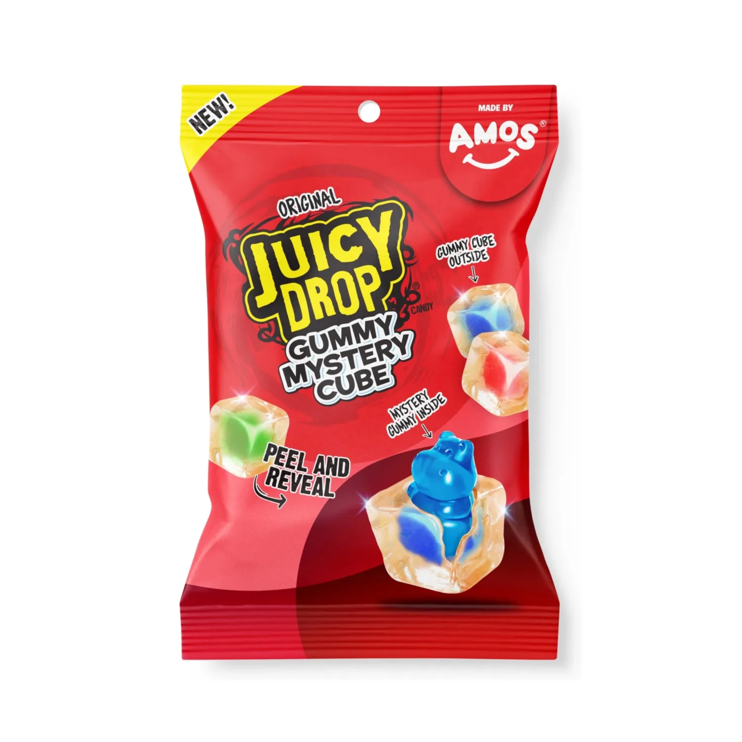 NEW Juicy Drop Mystery Gummy Candy Cubes in Original Flavor, 3.5oz, Peelable Strawberry Gummy Cube with Mystery Animal Inside, Fruity Flavors, Interactive 2-in-1 Treat, Sweets, Fun Candy & Prizes for Kids