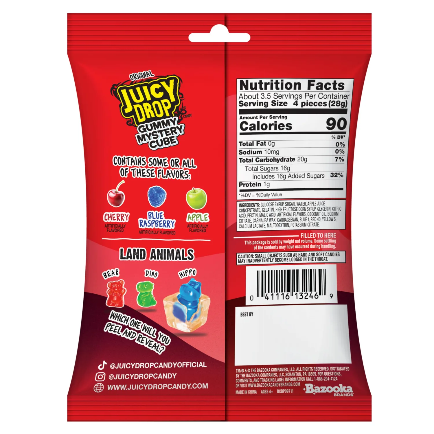 NEW Juicy Drop Mystery Gummy Candy Cubes in Original Flavor, 3.5oz, Peelable Strawberry Gummy Cube with Mystery Animal Inside, Fruity Flavors, Interactive 2-in-1 Treat, Sweets, Fun Candy & Prizes for Kids