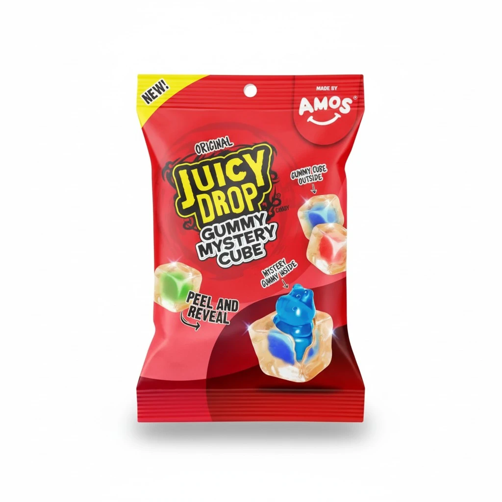NEW Juicy Drop Mystery Gummy Candy Cubes in Original Flavor, 3.5oz, Peelable Strawberry Gummy Cube with Mystery Animal Inside, Fruity Flavors, Interactive 2-in-1 Treat, Sweets, Fun Candy & Prizes for Kids