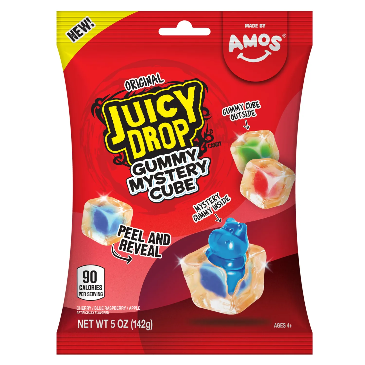 NEW Juicy Drop Mystery Gummy Candy Cubes in Original Flavor, 5oz, Peelable Strawberry Gummy Cube with Mystery Animal Inside, Fruity Flavors, Interactive 2-in-1 Treat, Sweets, Fun Candy & Prizes for Kids