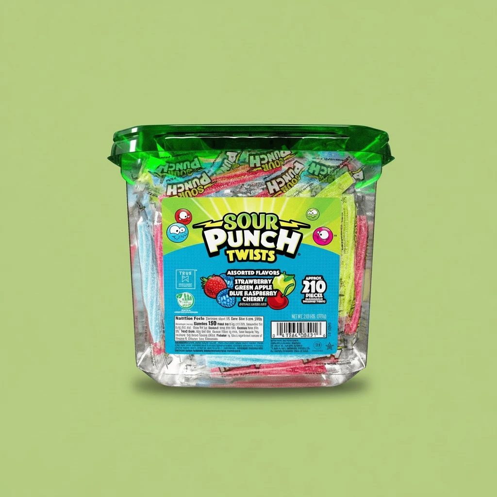 Sour Punch Twists, Sour Candy 3" Individually Wrapped Chewy Candy, 4 Assorted Fruity Flavors