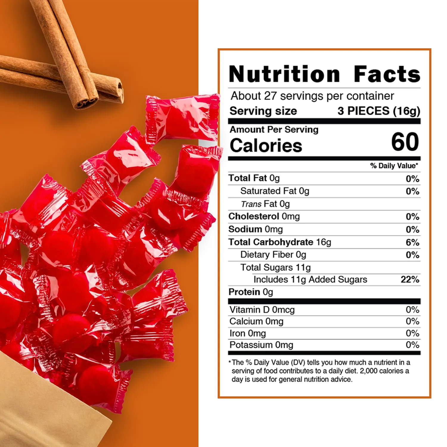 Snackathon Individually Wrapped Bulk Hard Candy Discs (1 Pound, Cinnamon)