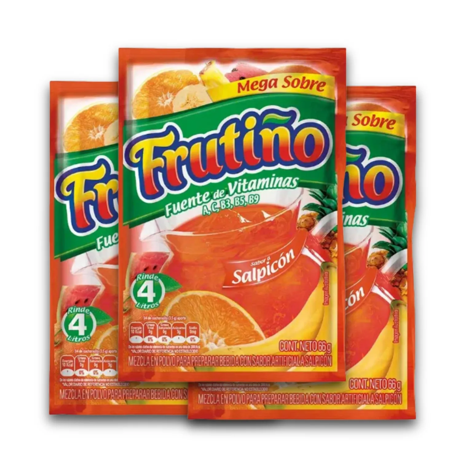 FRUTIÑO - Mezcla en Polvo para Preparar Bebidas con sabor a frutas - Rinde 2 litros - Caja de 20 Und - Powdered Drink Mix (Box of 20 Pouches, Makes 2lt/Pouch) - Refresco Instantáneo - Imported from Colombia. (salpicón)
