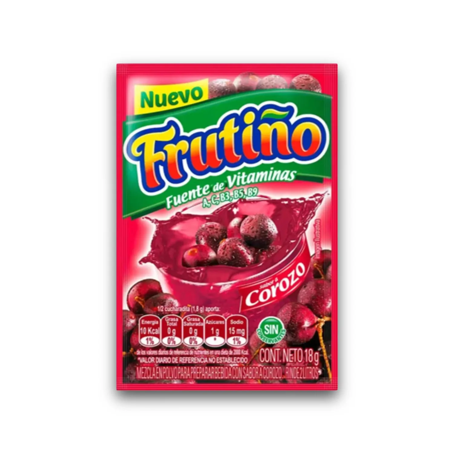 FRUTIÑO - Mezcla en Polvo para Preparar Bebidas con sabor a frutas - Rinde 2 litros - Caja de 20 Und - Powdered Drink Mix (Box of 20 Pouches, Makes 2lt/Pouch) - Refresco Instantáneo - Imported from Colombia. (Corozo)