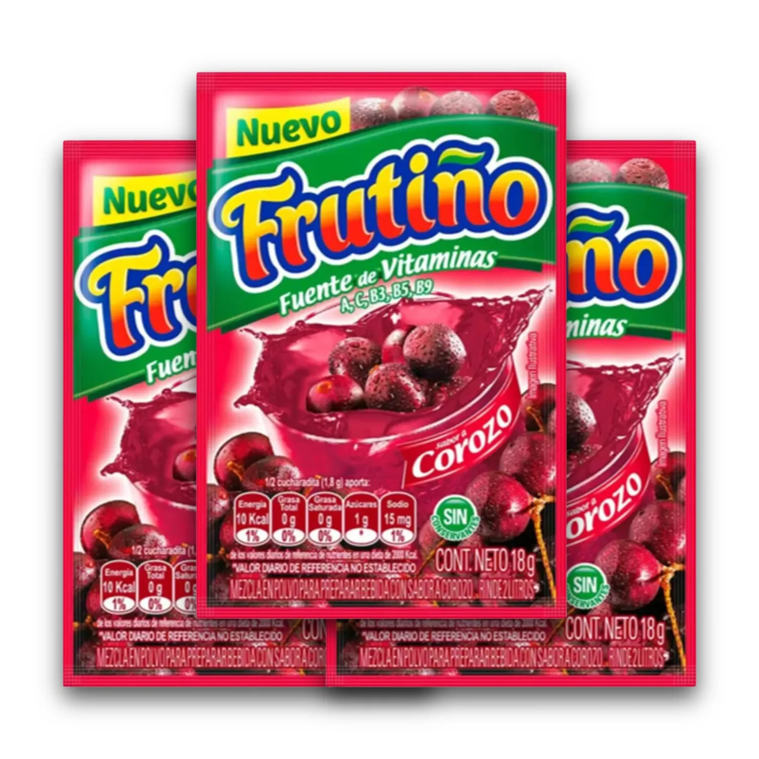 FRUTIÑO - Mezcla en Polvo para Preparar Bebidas con sabor a frutas - Rinde 2 litros - Caja de 20 Und - Powdered Drink Mix (Box of 20 Pouches, Makes 2lt/Pouch) - Refresco Instantáneo - Imported from Colombia. (Corozo)
