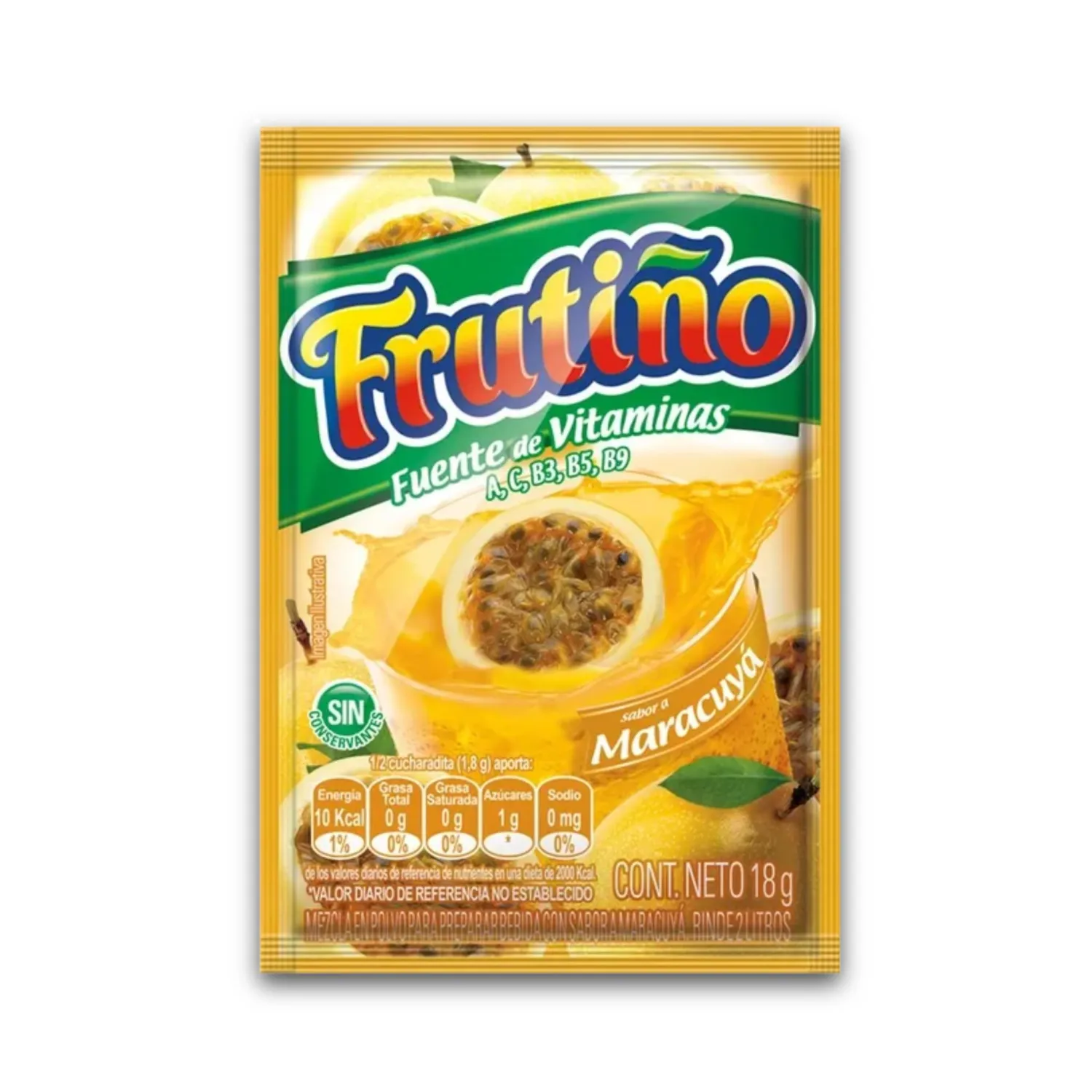 Generic - Frutiño Powdered Drink Mix, Maracuyá Flavor, 20 Pouches (Makes 2lt/Pouch), Imported from Colombia