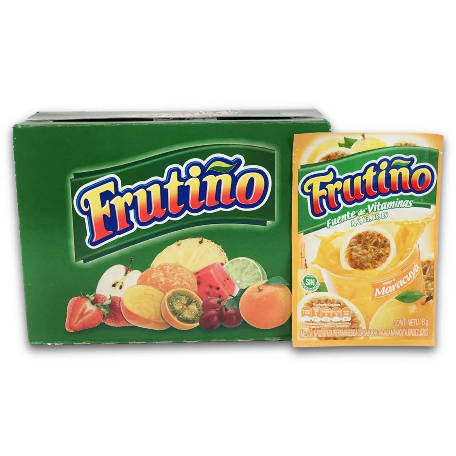 Generic - Frutiño Powdered Drink Mix, Maracuyá Flavor, 20 Pouches (Makes 2lt/Pouch), Imported from Colombia