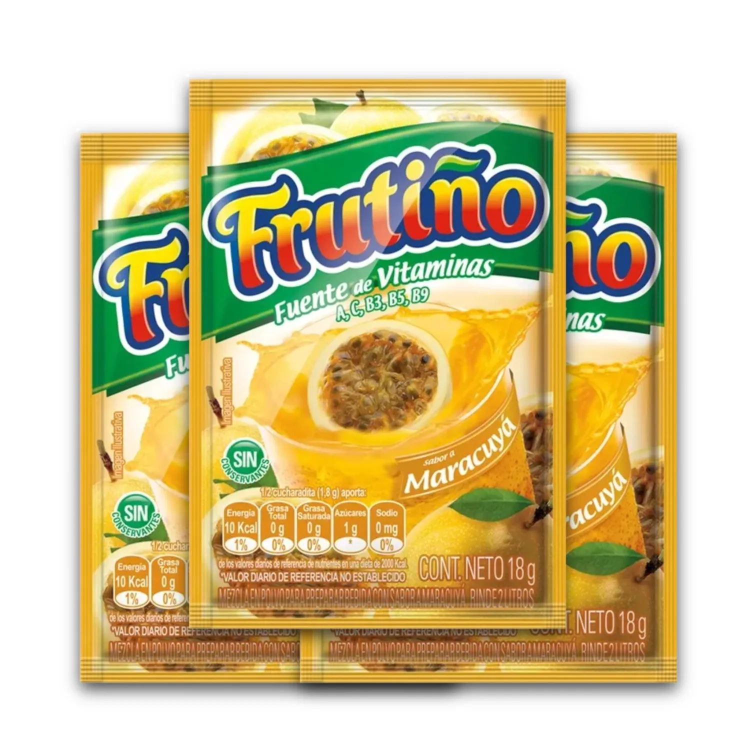 Generic - Frutiño Powdered Drink Mix, Maracuyá Flavor, 20 Pouches (Makes 2lt/Pouch), Imported from Colombia