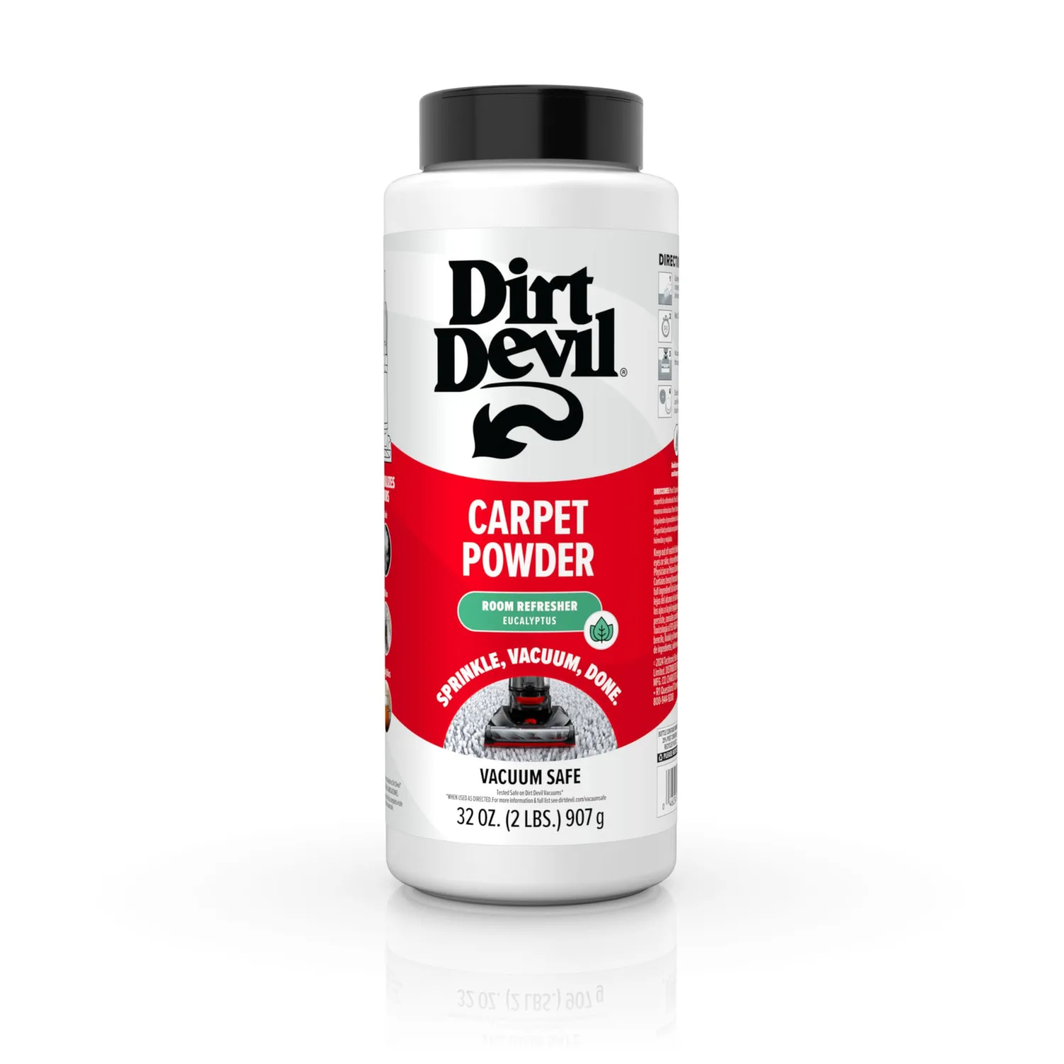 Dirt Devil Carpet Powder, 32 oz, Room Refresher and Odor Eliminator, Eucalyptus Scent, Vacuum Cleaner Safe, For Use on Carpets, Rugs, Upholstery and More, Carpet Freshener Powder for Home Use
