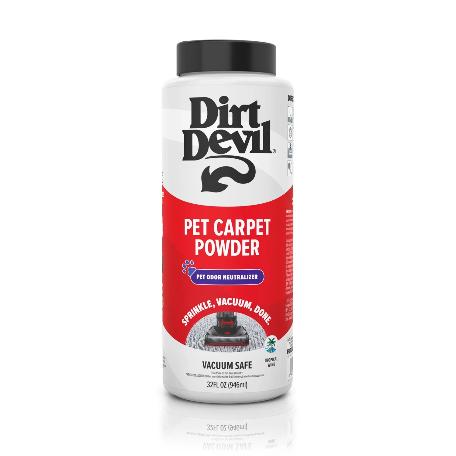 Dirt Devil Pet Carpet Powder, 32 oz, Room Refresher and Pet Odor Eliminator, Tropical Wind Scent, Vacuum Cleaner Safe, For Use on Carpets, Rugs, Upholstery and More, Carpet Freshener Powder for Home