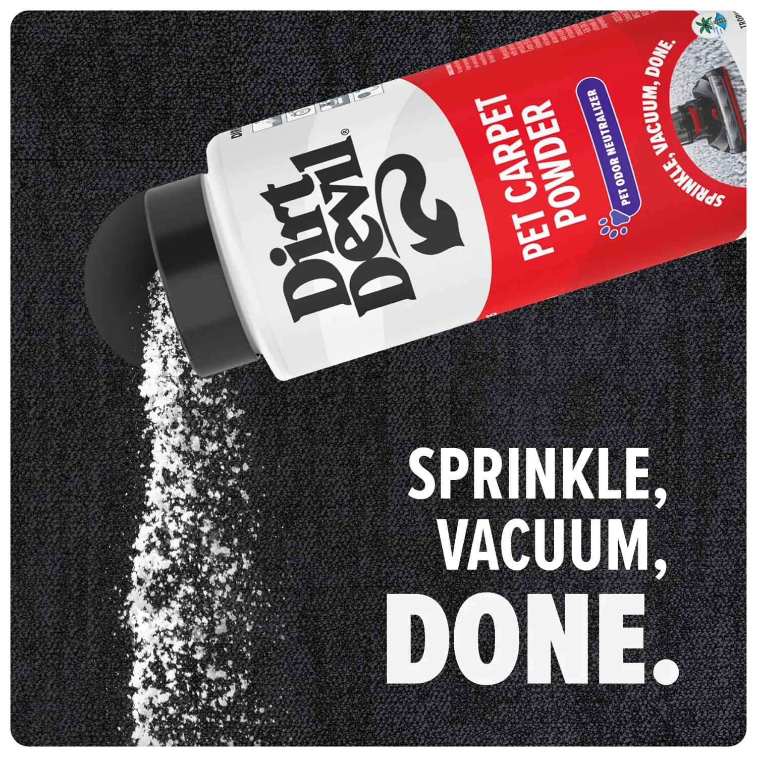 Dirt Devil Pet Carpet Powder, 32 oz, Room Refresher and Pet Odor Eliminator, Tropical Wind Scent, Vacuum Cleaner Safe, For Use on Carpets, Rugs, Upholstery and More, Carpet Freshener Powder for Home