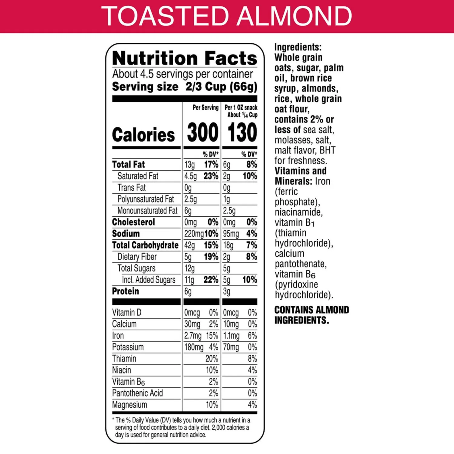 Kellogg's Extra Granola, Whole Grain, On-the-Go Snacks, Toasted Almond, 11oz Bag (1 Bag)