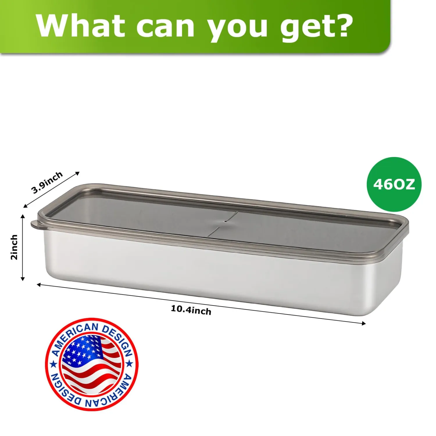 Bacon Container for Refrigerator, 1 Pack 304 Stainless Steel Airtight Deli Meat Storage Containers with Lids for Fridge, Dishwasher Safe Food Storage Fruit Storage Containers(46 OZ)