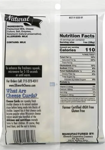 Ellsworth Natural Cheese Curds, 16 Oz
