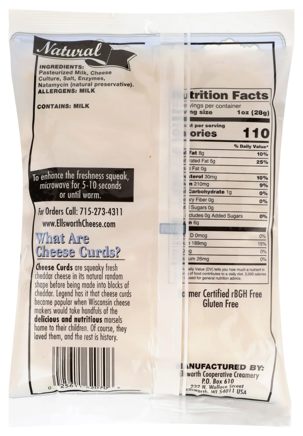 Ellsworth Natural Cheese Curds, 16 Oz