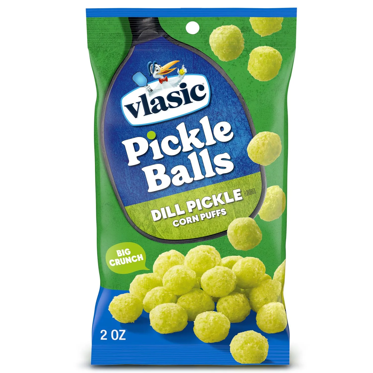 Vlasic Pickle Balls, Dill Pickle Flavored Corn Puffs, 2 oz.