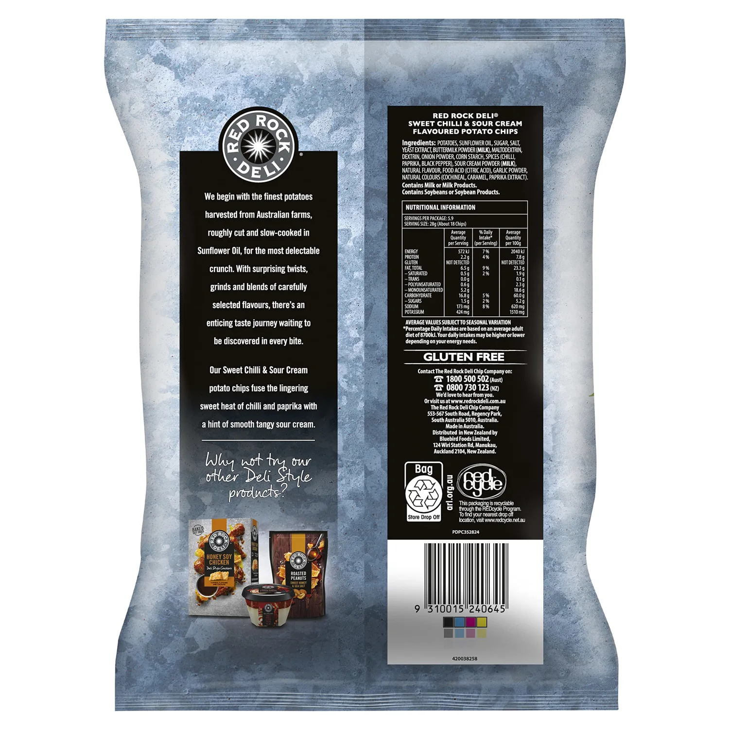 Red Rock Chip Sweet Chilli and Sour Cream 165g